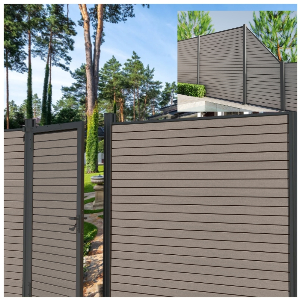 HORI Rhombus-Style Tor Anbauelement WPC Sichtschutzzaun Stecksystem Garten Zaun