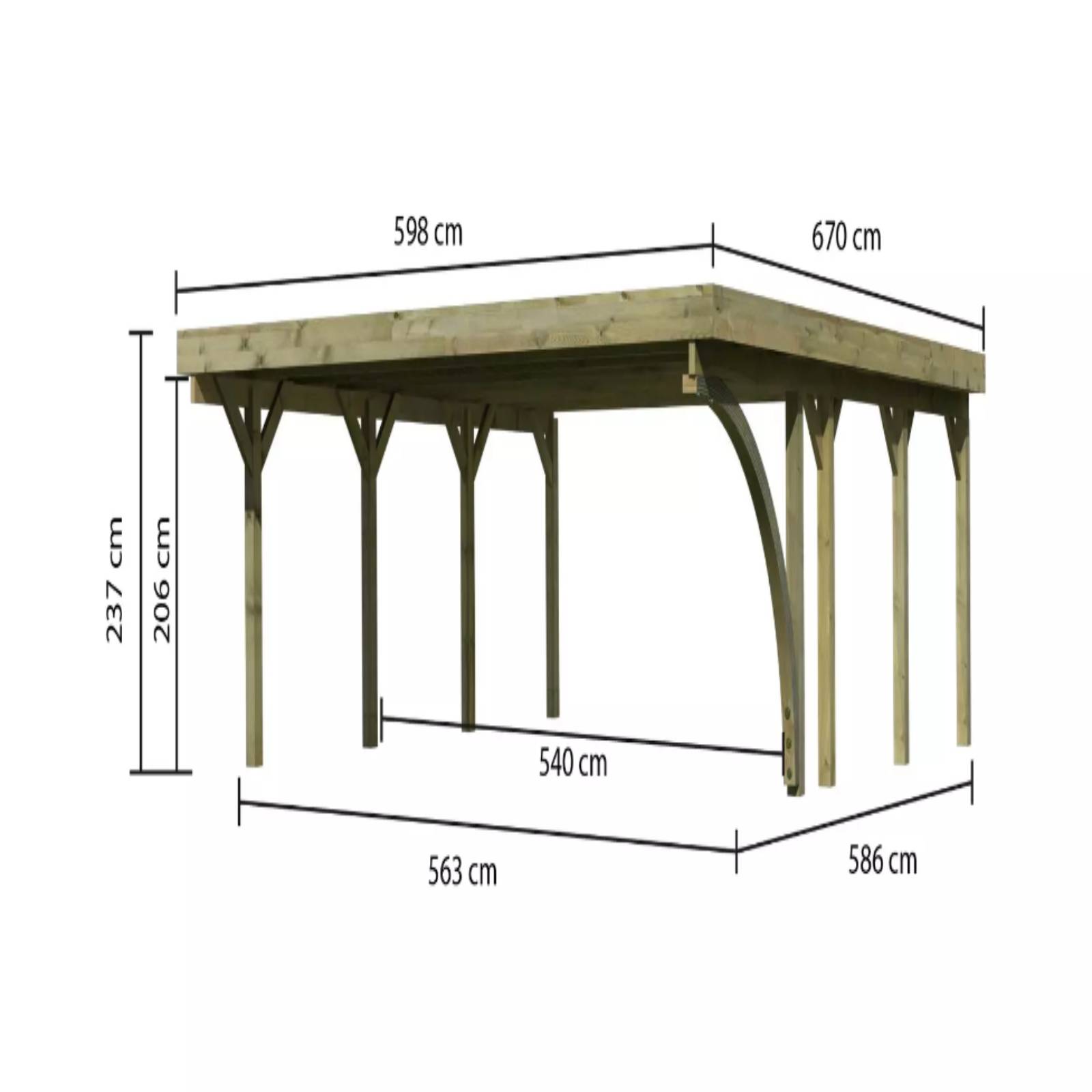 Carport Holz Kiefer Flachdach Unterstand Abstellplatz Holzcarport Überdachung eBay