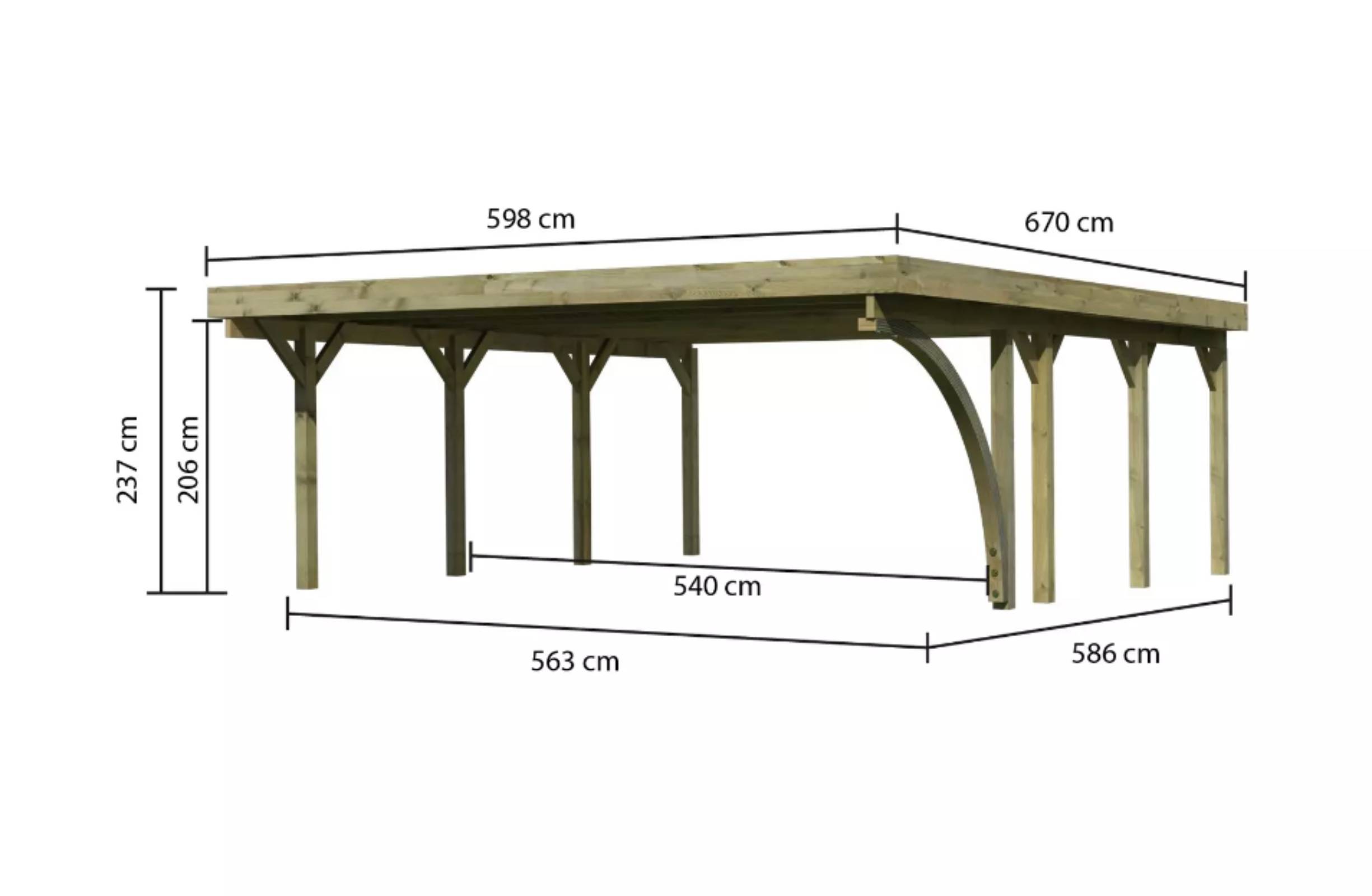 Carport Holz Kiefer Flachdach Unterstand Abstellplatz Holzcarport