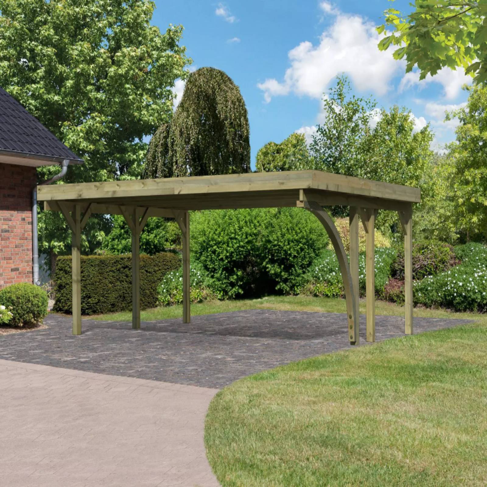 Carport Holz Kiefer Flachdach Unterstand Abstellplatz Holzcarport