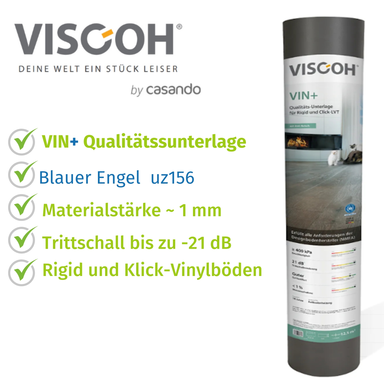 Trittschalldämmung Laminat Parkett Klick-Vinyl Rigidvinyl 15 mm 12,515 m²