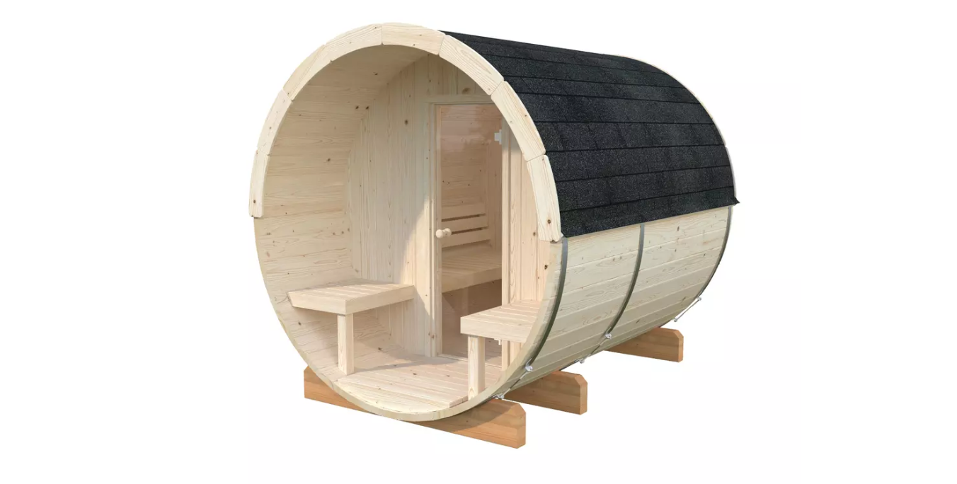 Fasssauna Sauna Außensauna Fass Saunakabine Holz unbehandelt Garten