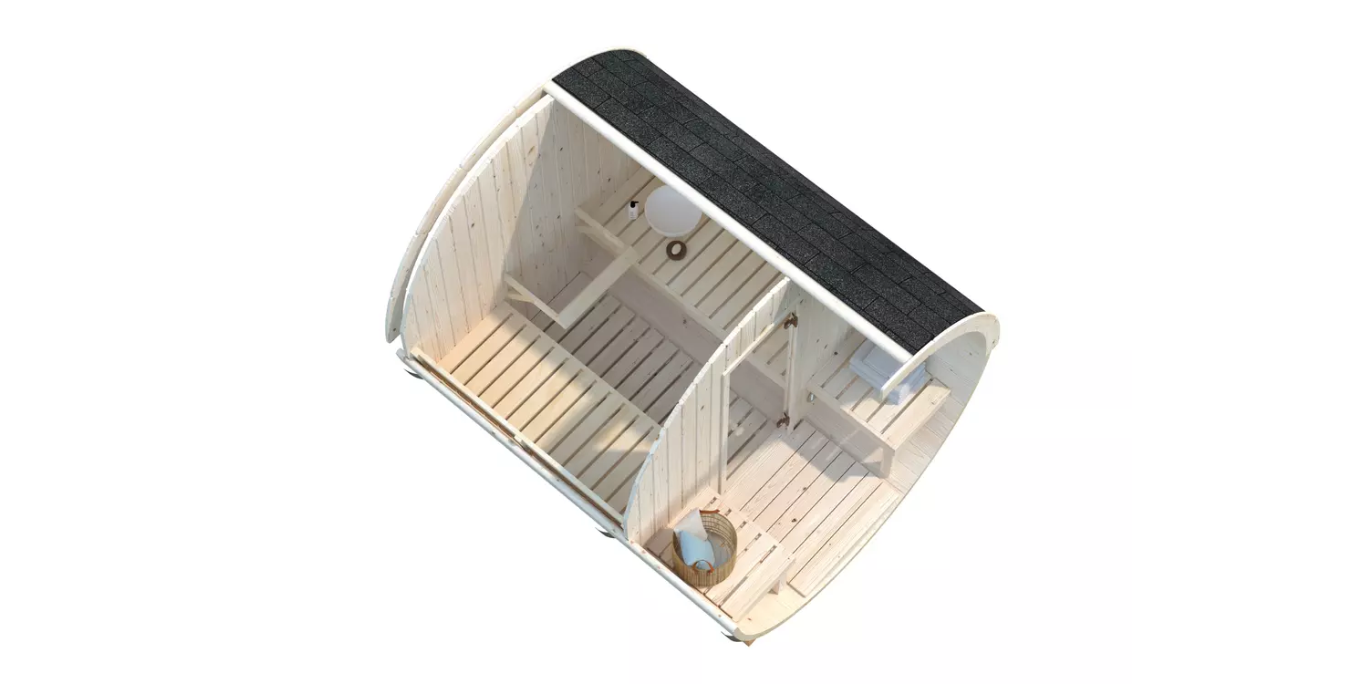 Fasssauna Sauna Außensauna Fass Saunakabine Holz unbehandelt Garten