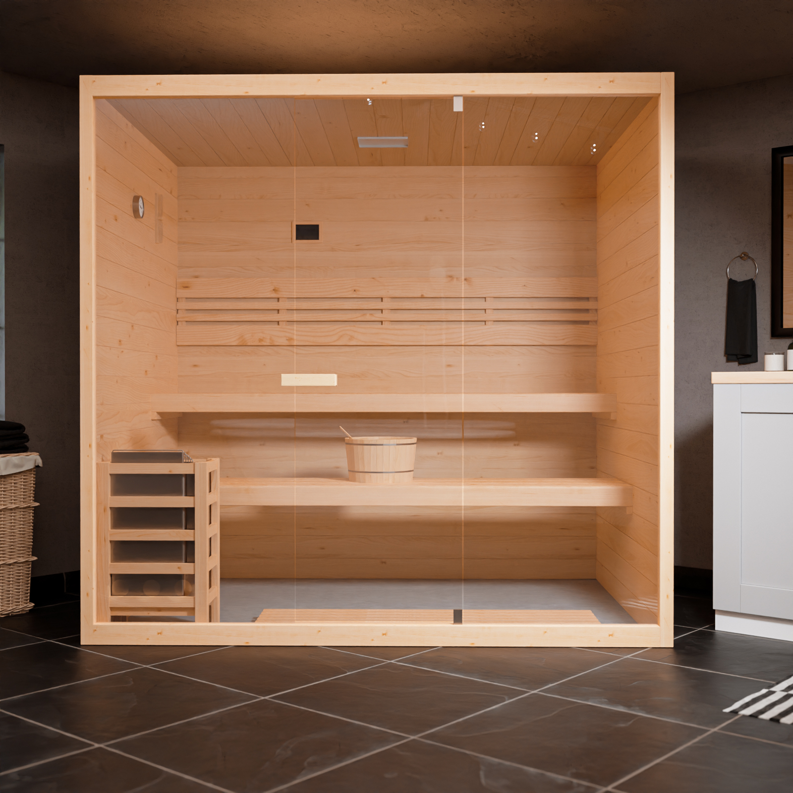 HORI Saunakabine Komplettsauna Inkl. Ofen Innensauna Dampfsauna