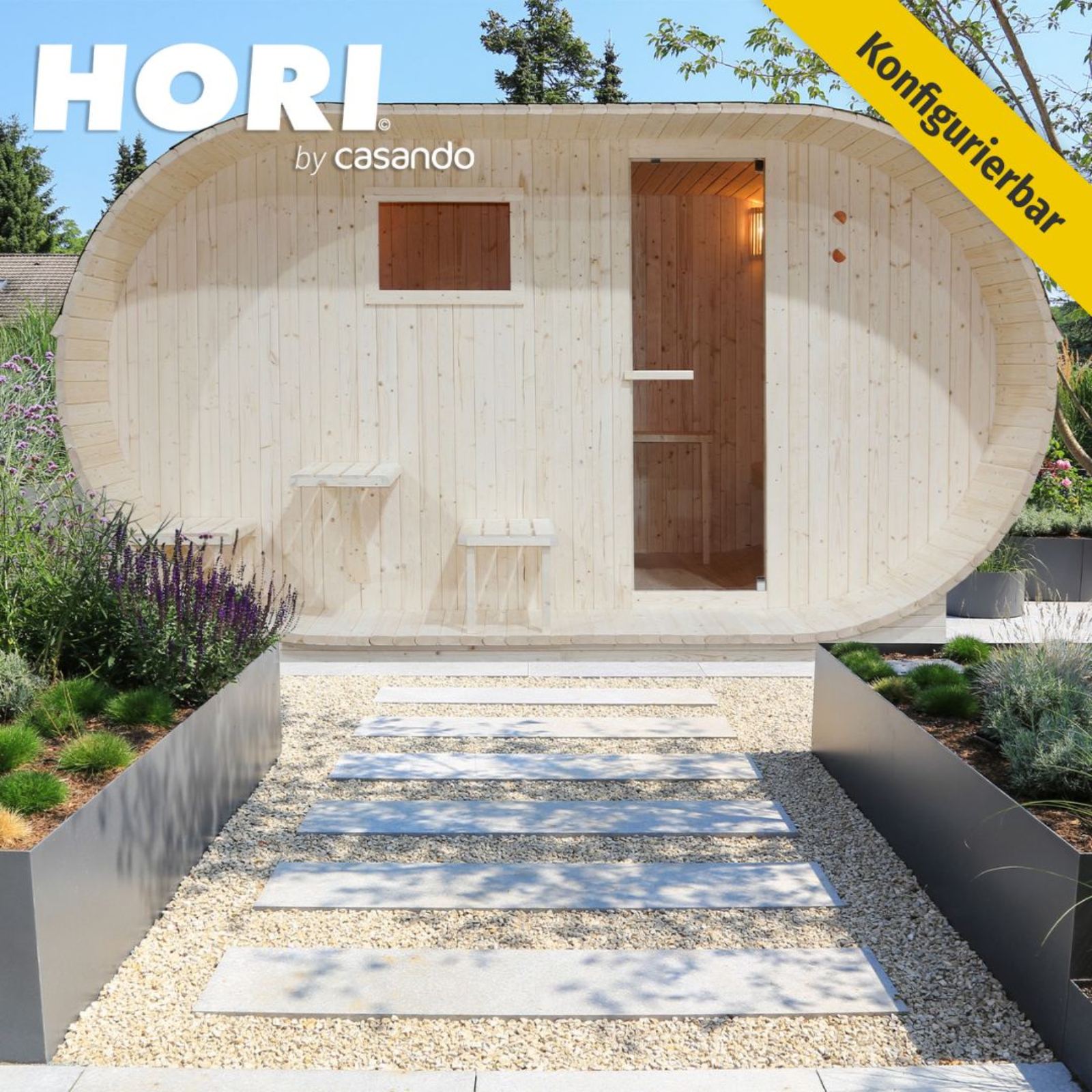 HORI Fasssauna Komplettsauna Inkl. Saunaofen & Saunasteine Außensauna