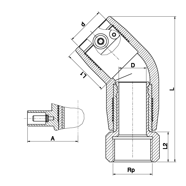 Brass Female Transition Elbow 45° - 493604