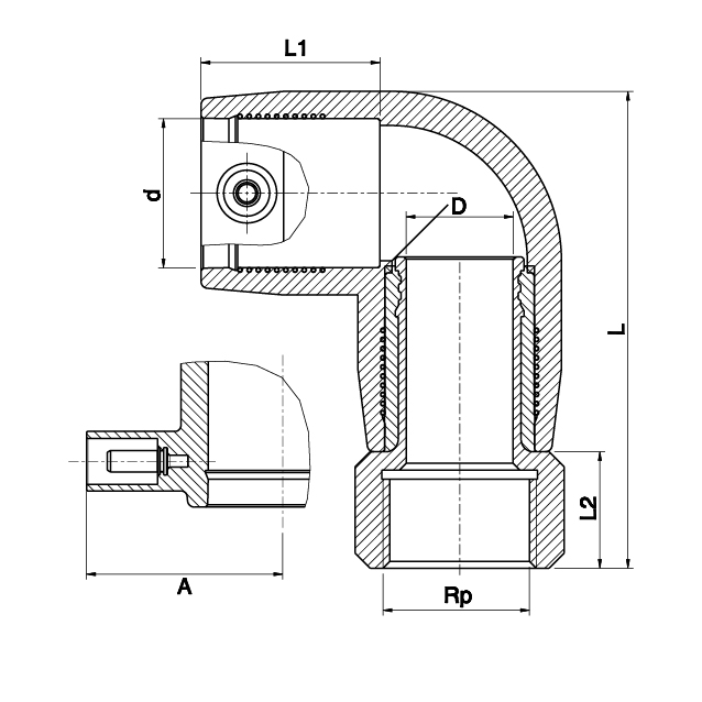 Brass Female Transition Elbow 90° - 493504