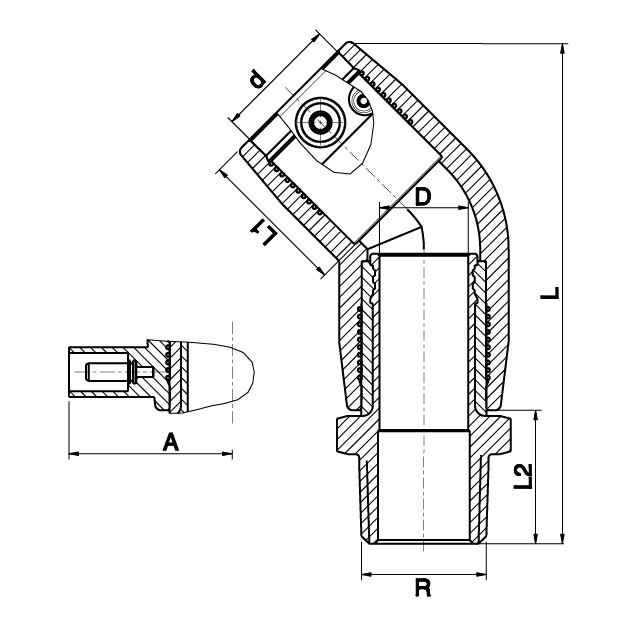 Brass Male Transition Elbow 45° - 492604