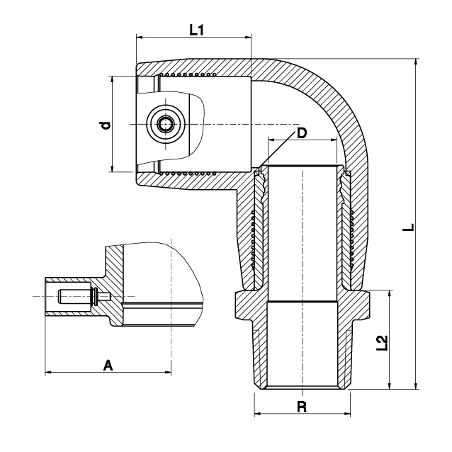 Brass Male Transition Elbow 90° - 492504