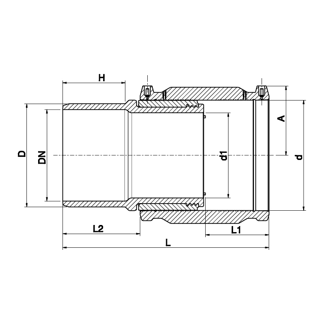PE Cast Iron Spigot Transition Coupler - 495704