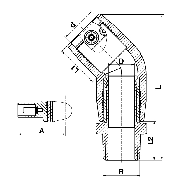 Stainless Steel Male Elbow 45° - 495604