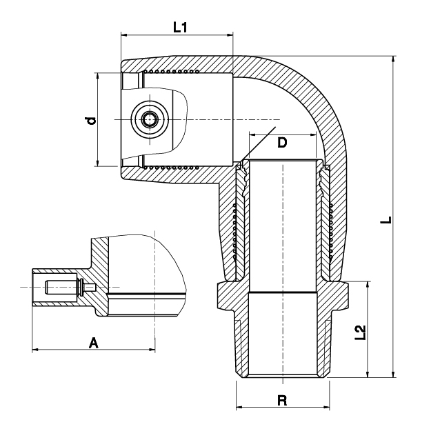 Stainless Steel Male Transition Elbow 90° - 495504