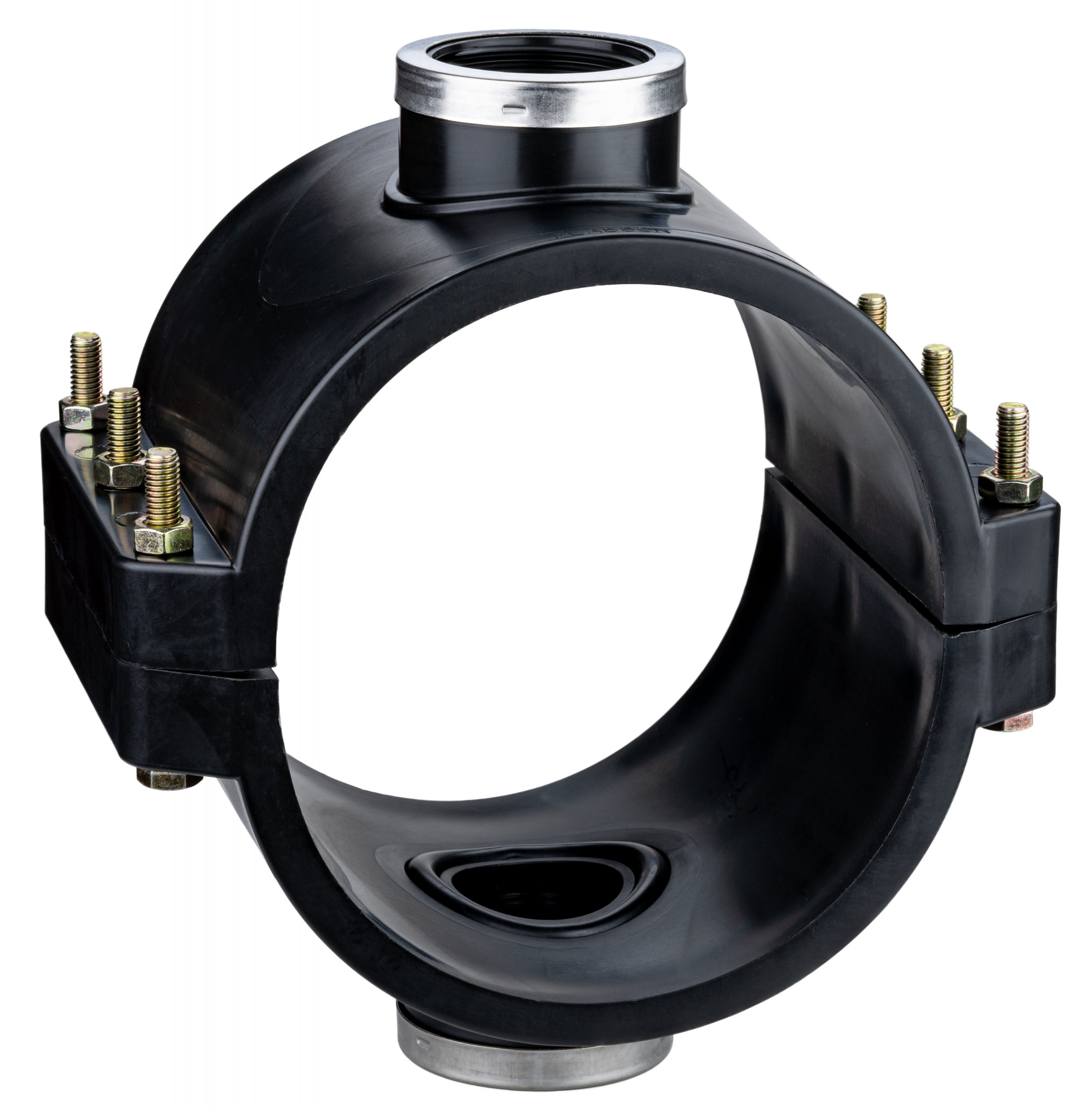 Saddle Double Outlet with Reinforcing Ring w/ Galvanized Bolts and Nuts - 161760
