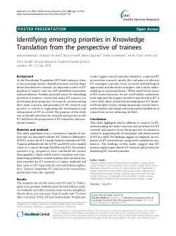 Identifying emerging priorities in Knowledge Translation from the perspective of trainees