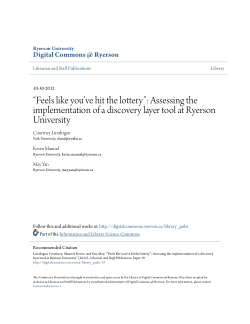 “Feels like you’ve hit the lottery”: Assessing the implementation of a discovery layer tool at Ryerson University
