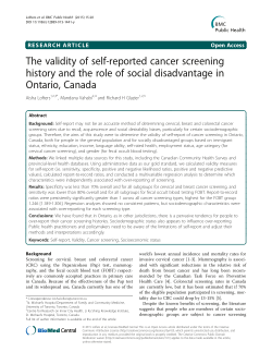 The validity of self-reported cancer screening history and the role of social disadvantage in Ontario, Canada