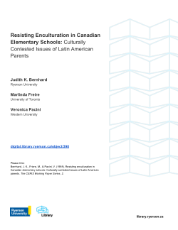Resisting Enculturation in Canadian Elementary Schools: Culturally Contested Issues of Latin American Parents