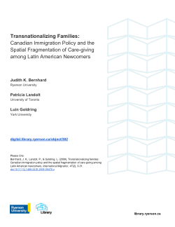 Transnationalizing Families: Canadian Immigration Policy and the Spatial Fragmentation of Care-giving among Latin American Newcomers