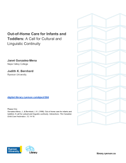 Out-of-home Care for Infants and Toddlers: A Call for Cultural and Linguistic Continuity