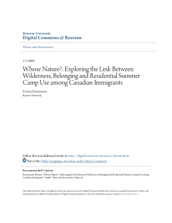 Whose Nature?: Exploring the Link Between Wilderness, Belonging and Residential Summer Camp Use among Canadian Immigrants