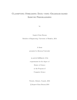 Classifying streaming data using grammar-based immune programming