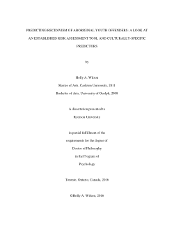 Predicting Recidivism of Aboriginal Youth Offenders: A Look at an Established Risk Assessment Tool and Culturally-Specific Predictors