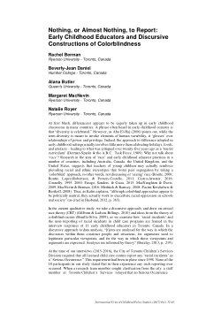 Nothing, or Almost Nothing, to Report: Early Childhood Educators and Discursive Constructions of Colorblindness