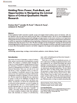 Holding Firm: Power, Push-Back, and Opportunities in Navigating the Liminal Space of Critical Qualitative Health Research