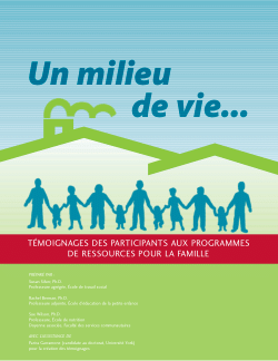 Un milieu de vie:  Temoignages des participants aux Programmes de Ressources pour la Famille (Français)