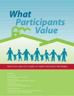 What Participants Value: Practices and Outcomes at Family Resource Programs (English)