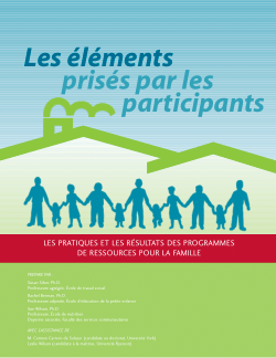 Les éléments prisés par les participants" Les practiques et les resultants des Programmes de Ressources pour la Famille (Français)