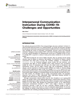 Interpersonal Communication Instruction During COVID-19: Challenges and Opportunities