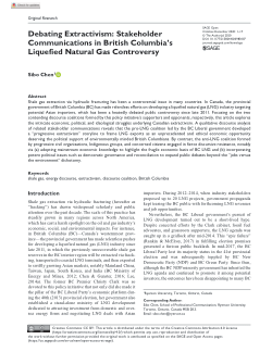 Debating Extractivism: Stakeholder Communications in British Columbia’s Liquefied Natural Gas Controversy