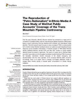 The Reproduction of “Petro-Nationalism” in Ethnic Media: A Case Study of WeChat Public Accounts’ Coverage of the Trans Mountain Pipeline Controversy