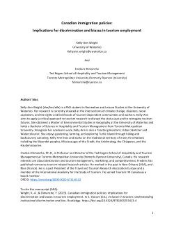 Canadian immigration policies: Implications for discrimination and biases in tourism employment