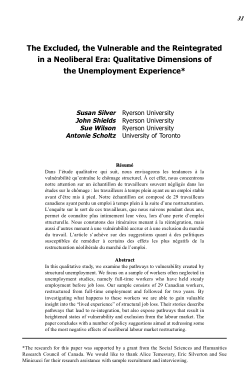 The Excluded, the Vulnerable and the Reintegrated in a Neoliberal Era: Qualitative Dimensions of the Unemployment Experience