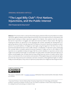 “The Legal Billy Club”: First Nations, Injunctions, and the Public Interest