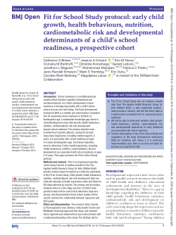 Fit for School Study protocol: early child growth, health behaviours, nutrition, cardiometabolic risk and developmental determinants of a child’s school readiness, a prospective cohort