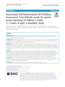Automated Self-Administered 24-H Dietary Assessment Tool (ASA24) recalls for parent proxy-reporting of children's intake (> 4 years of age): a feasibility study