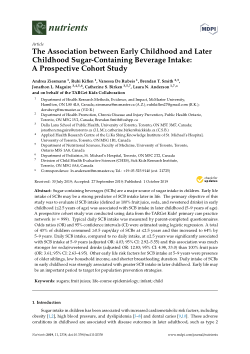 The Association between Early Childhood and Later Childhood Sugar-Containing Beverage Intake: A Prospective Cohort Study