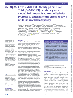 Cow’s Milk Fat Obesity pRevention Trial (CoMFORT): a primary care embedded randomised controlled trial protocol to determine the effect of cow’s milk fat on child adiposity