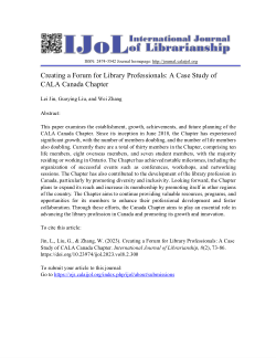 Creating a Forum for Library Professionals: A Case Study of CALA Canada Chapter
