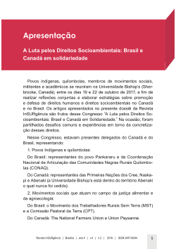 Apresentação: A Luta pelos Direitos Socioambientais - Brasil e Canadá em solidariedade