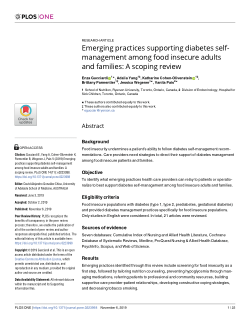 Emerging practices supporting diabetes self-management among food insecure adults and families: A scoping review