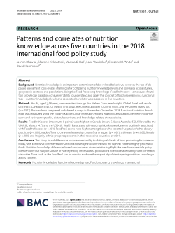 Patterns and correlates of nutrition knowledge across five countries in the 2018 international food policy study