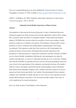 Exploring virtual reality experiences of slum tourism