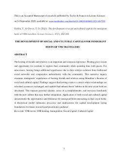 The development of social and cultural capitals for immigrant hosts of VFR travellers