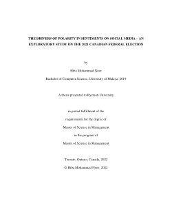 The Drivers of Polarity in Sentiments on Social Media: an Exploratory Study on the 2021 Canadian Federal Election