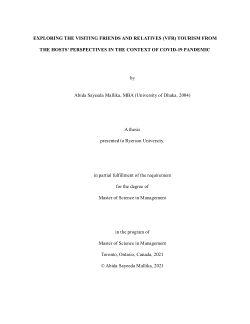 Exploring the Visiting Friends and Relatives (VFR) Tourism From the Hosts’ Perspectives in the Context of COVID-19 Pandemic