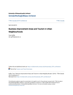 Business Improvement Areas and Tourism in Urban Neighbourhoods